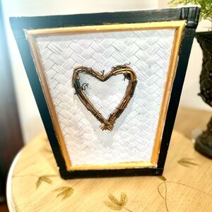 Black White & Gold Wood Indoor or Outdoor Planter or Waste Basket or Storage Bin